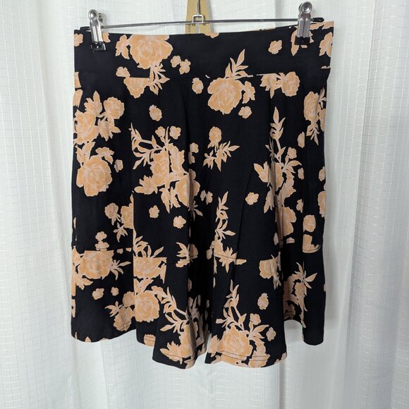 Pact Organic Cotton Mini Skirt, Size M, Black, orange floral - Picture 1 of 6